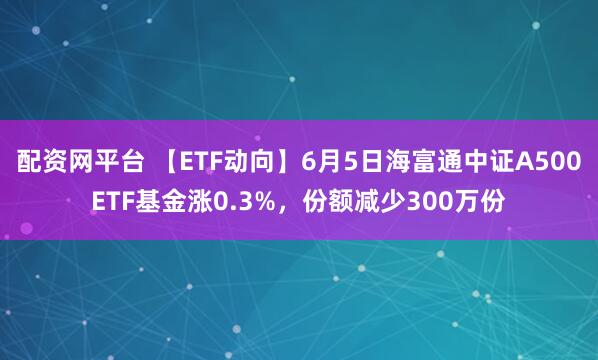 配资网平台 【ETF动向】6月5日海富通中证A500ETF基金涨0.3%，份额减少300万份